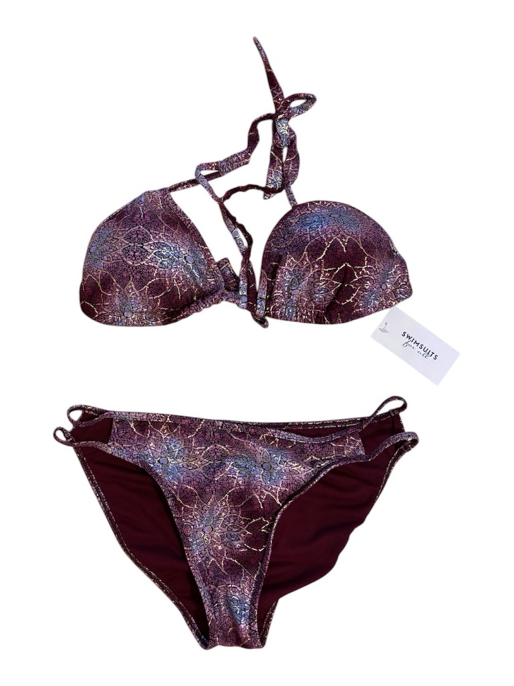 Ashley Graham Swimsuits For All Purple Metallic Bikini NWT Size 14